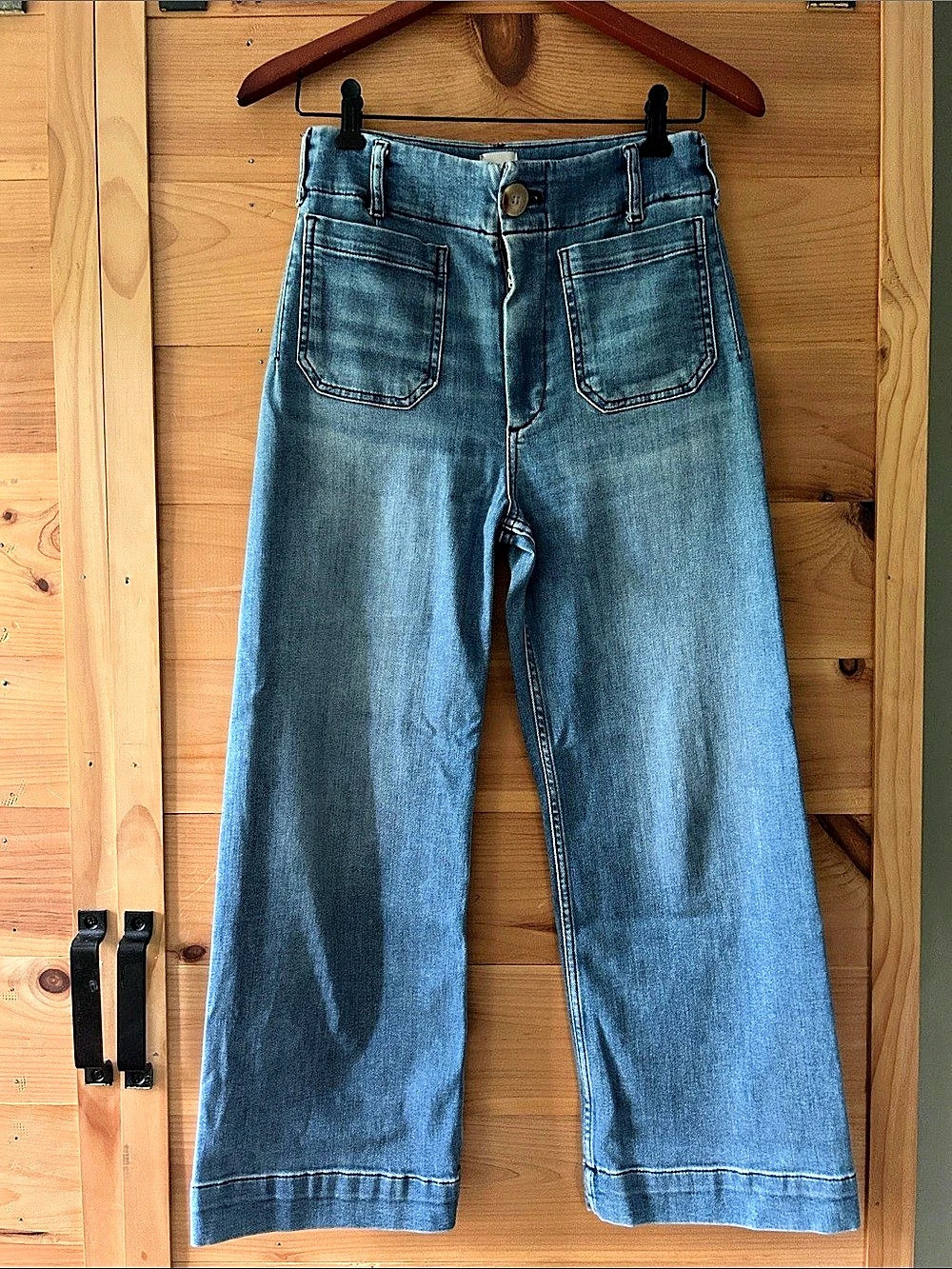 Maeve The Colette Cropped Wide-Leg Jeans Blue Waist 26